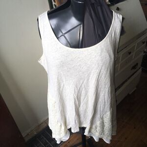 Torrid 1 yoke neck knit, lace semi sheer hem